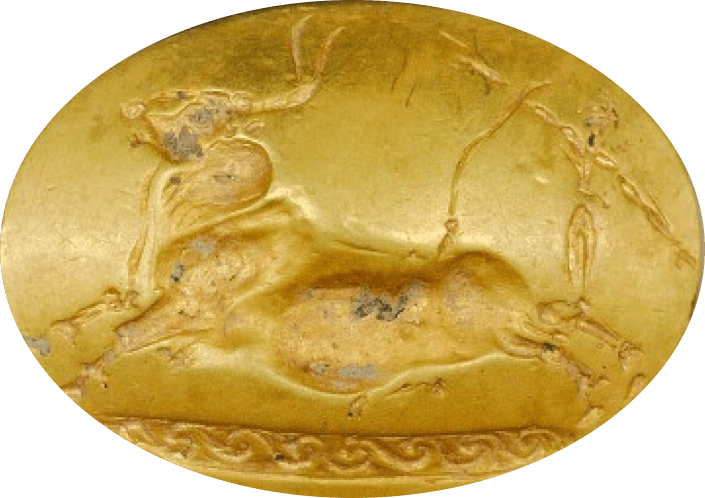 Gold Bull-leaping Cretan Seal Stone