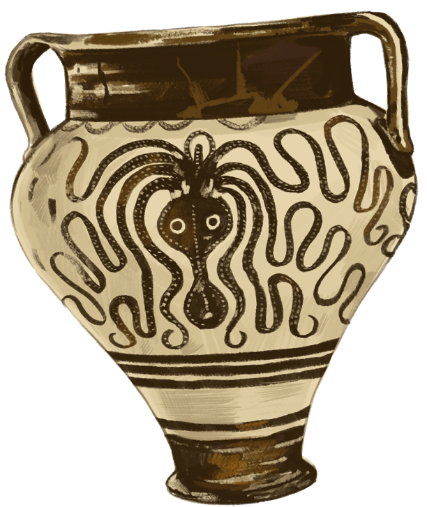 Illustration of a Mycenaean Octopus Krater
